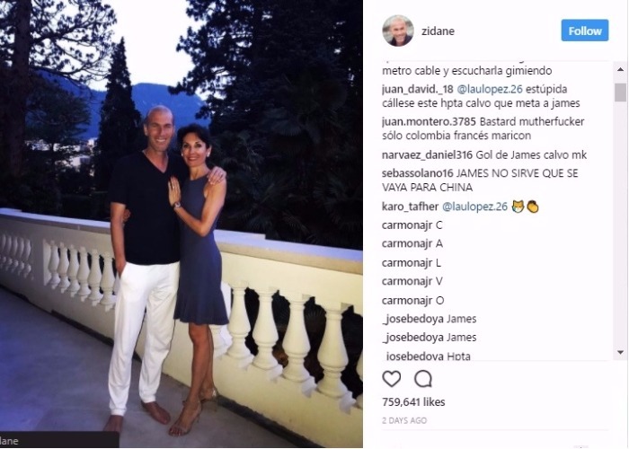 “Gol de James calvo care chimba” El bullying de los colombianos a Zidane en Instragam