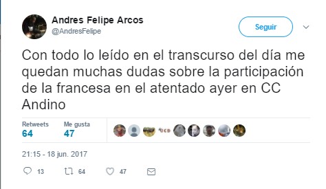  - Los trinos mas espeluznantes de los fanáticos uribistas contra la francesa muerta en el Andino