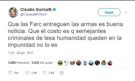  - Señora Claudia Gurisatti, bájele al odio y al uribismo