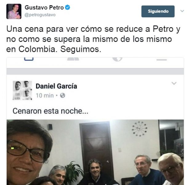  - La piedra de Petro porque no lo invitaron a la cena de Claudia López