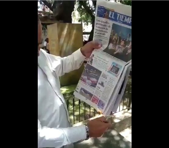 Video: El militar que promueve la quema del periódico El Tiempo