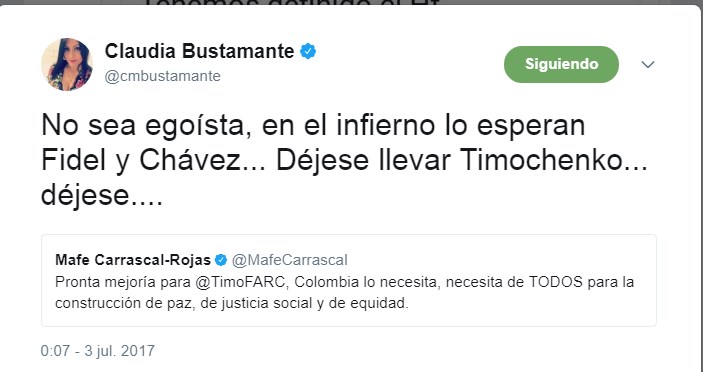  - Los uribistas que le desearon la muerte a Timochenko