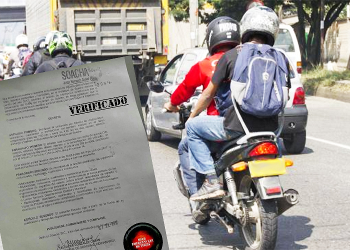 Ojo conductores: Empieza restricción a motociclistas en Soacha
