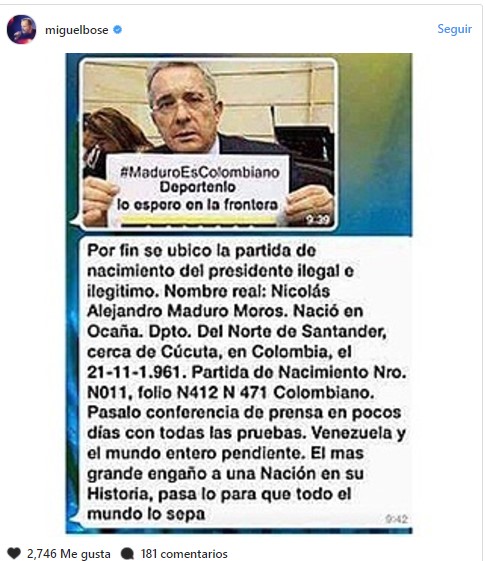  - ¡Qué oso el de Miguel Bosé, hasta uribista salió!