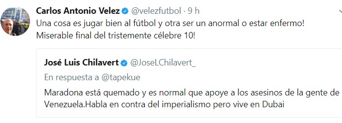  - “Carlos Antonio Vélez, el uribista que llama miserable a Maradona, el más grande de todos los tiempos”