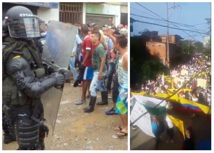 Las mujeres frentean Santos y al Esmad en Segovia: VIDEO