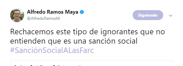  - El senador uribista, esposo de la mujer que confundió a un jubilado con uno de las Farc, sigue agitando el odio en redes