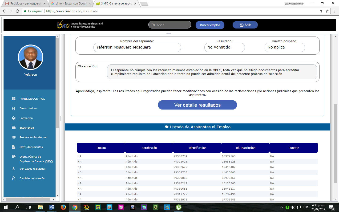  - "Esta vez no perdí el concurso docente, esta vez me robaron"