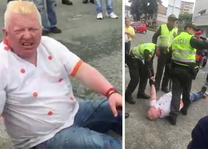 Desmayado y sin billetera la Policia de Manizales deja a un vendedor ambulante: VIDEO