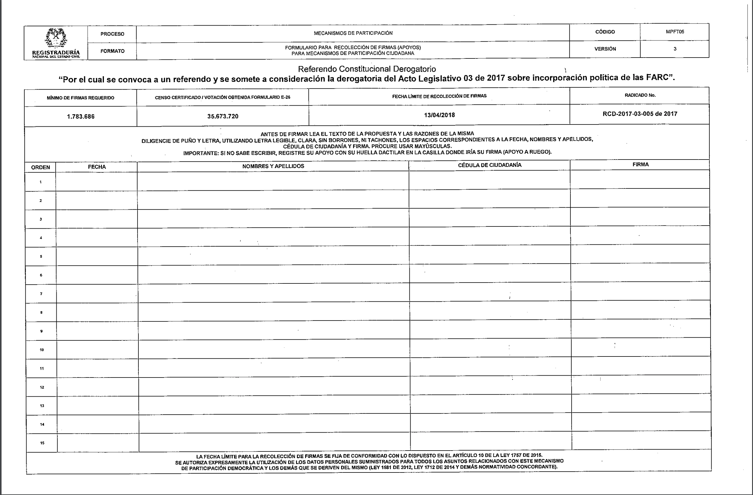  - Circulan ya los 3 formularios con los que el uribismo busca tumbar la JEP