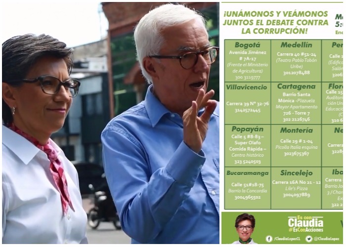 Pantalla gigante y pizza promete Claudia López para seguir el debate