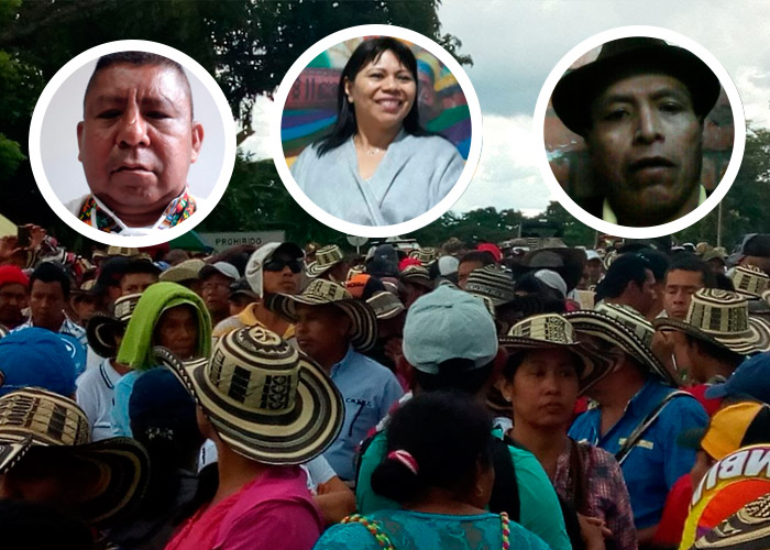 Los tres líderes a la cabeza de la marcha de 100 mil indígenas por las carreteras de Colombia