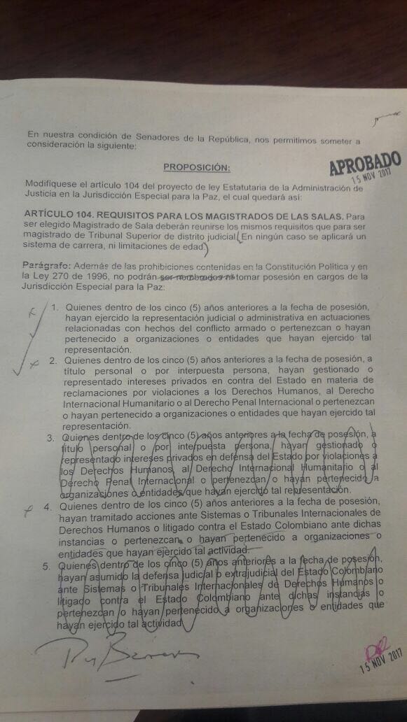  - Santistas y uribistas se unen para impedir la llegada de defensores de Derechos Humanos a la JEP