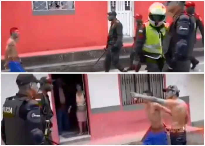 VIDEO: 2 hombres en Nariño intimidan a más de 7 policías con sus cuchillos