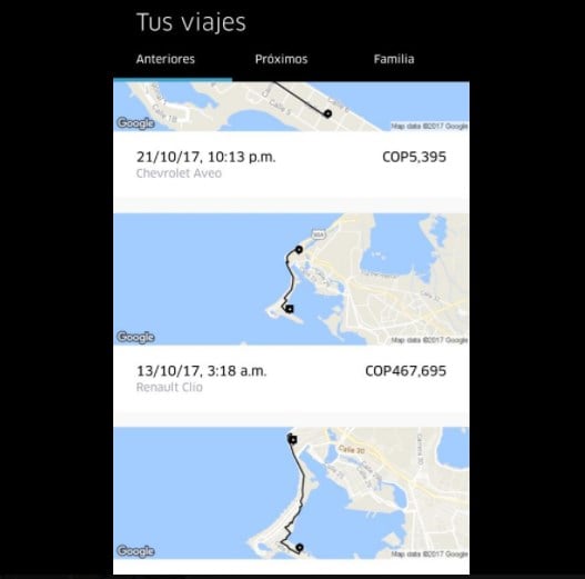 Uber cobró por una carrera en Cartagena $467.695