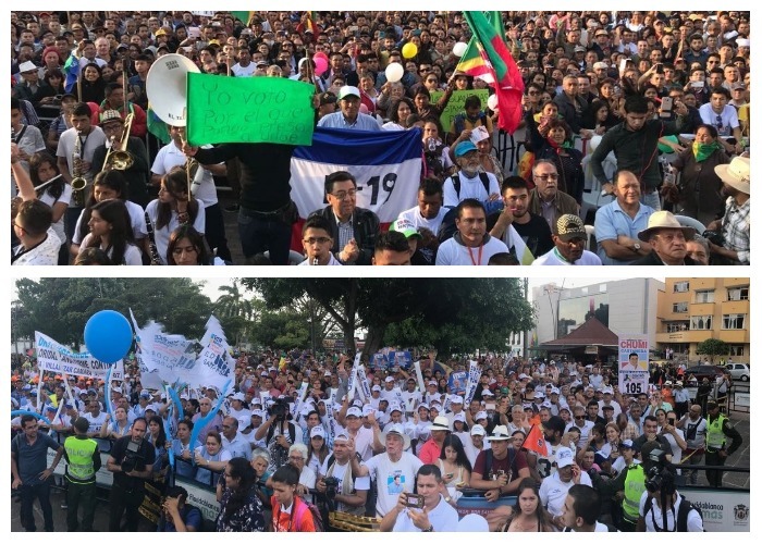 Dos jornadas triunfales de Uribe y Petro