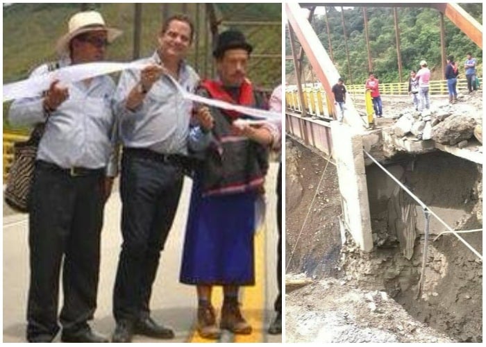 Vargas Lleras inauguró otro puente que que también se cayó