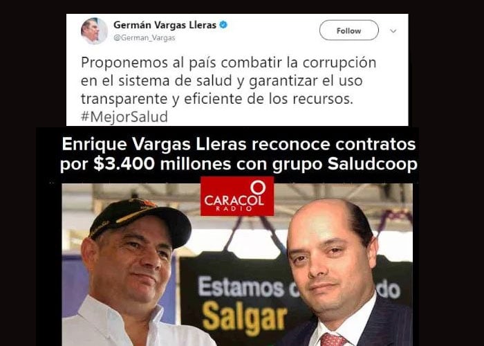 Vargas Lleras promete transparencia en la salud, cuando su hermano participó en la corrupción