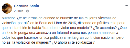  - “Matador, ¿te acuerdas de cuando te burlaste de las mujeres víctimas de violación?”