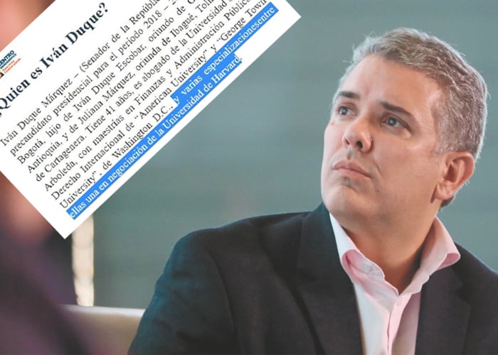Iván Duque quitó su especialización en Harvard de su hoja de vida