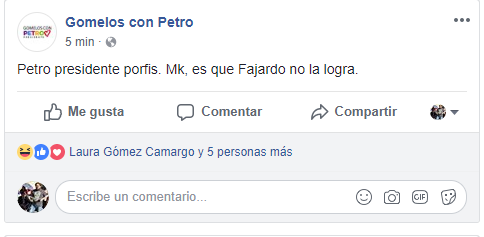 "Porque mis papás van a votar por unos cuchos que son una ceba yo voto por Petro" - -- Las2orillas - "Porque mis papás van a votar por unos cuchos que son una ceba yo voto por Petro"