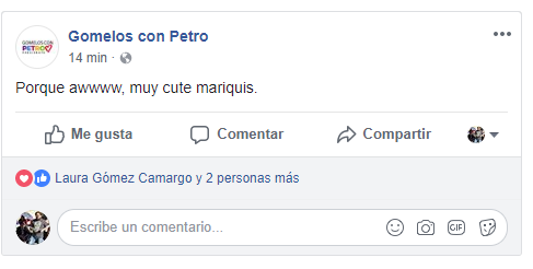 "Porque mis papás van a votar por unos cuchos que son una ceba yo voto por Petro" - -- Las2orillas - "Porque mis papás van a votar por unos cuchos que son una ceba yo voto por Petro"