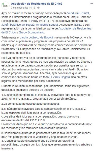  - ¿Masacre de árboles en El Virrey?