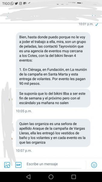  - Mensajes de Whatsapp probarían que campaña en bikini sí salió de V.Ll Magdalena