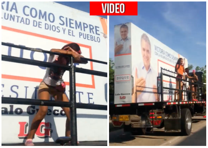 VIDEO: Chicas, pantaloncitos calientes y perreo en caravana de Iván Duque
