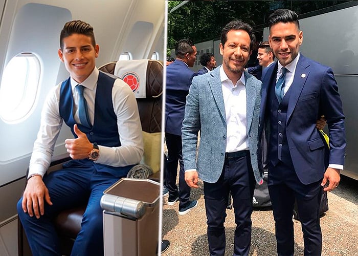 James y Falcao de saco y corbata al estilo Pava