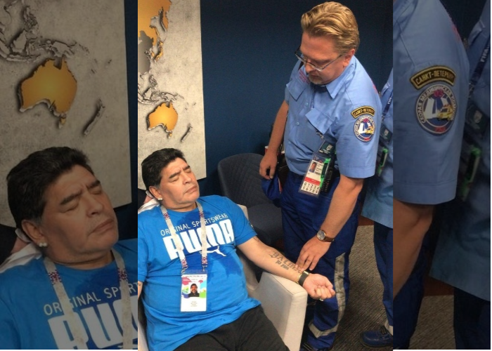 Maradona: trago, coca y su preinfarto en Rusia