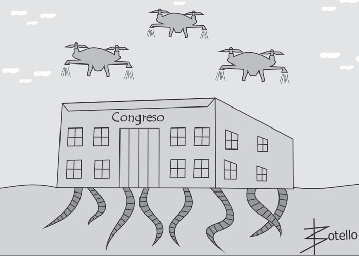 Caricatura: aspersión con matarratas