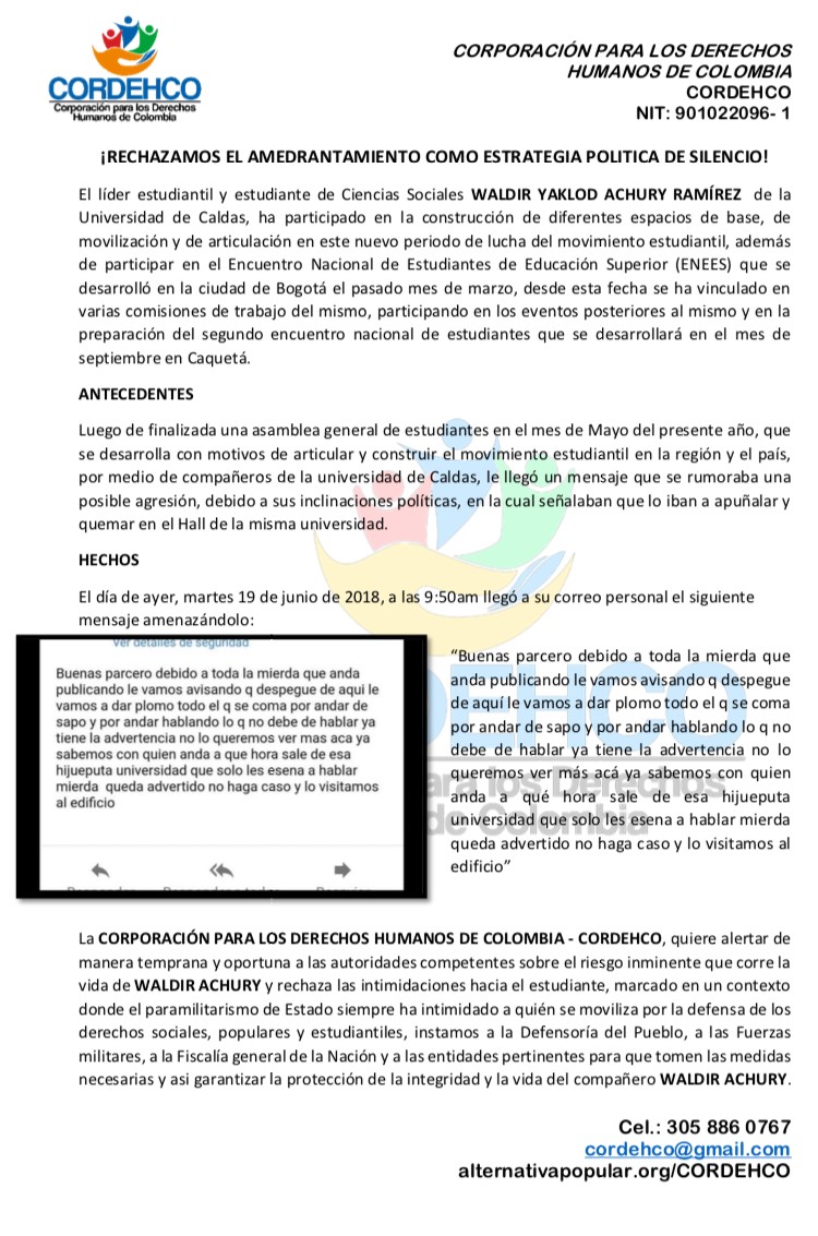  - Así me amenazaron de muerte los paramilitares
