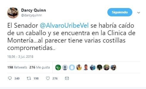  - Álvaro Uribe internado de urgencia