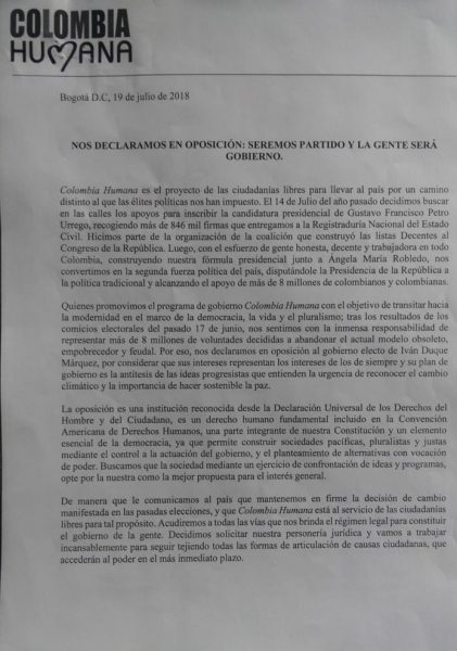  - Petro y Verdes en contra del uribismo, pero por separado