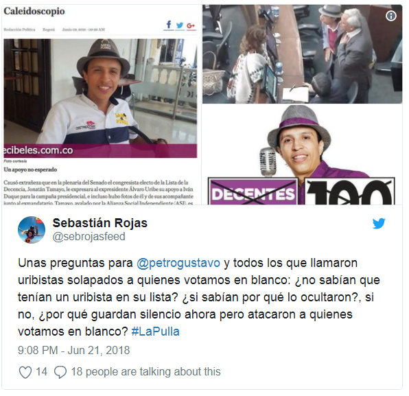  - El senador “decente” que votó por Duque: se embolata la oposición en la Colombia Humana
