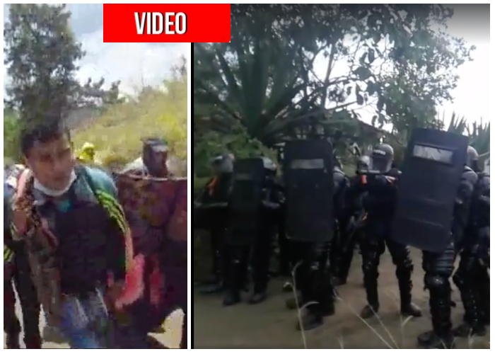 VIDEO: El ESMAD arrinconado y con fusiles contra indígenas del Cauca