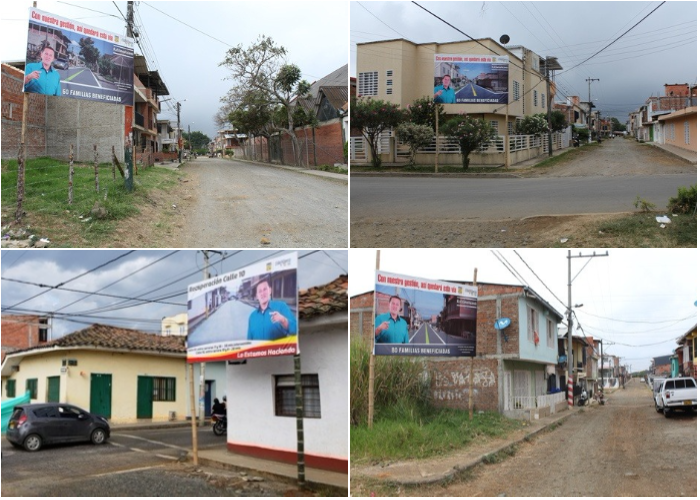 Obras con publicidad de promoción de servidor público en Santander de Quilichao