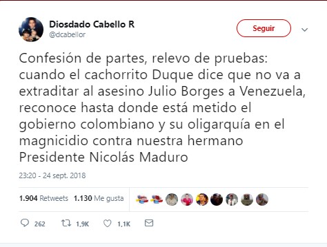"Cachorrito Duque", dijo Diosdado Cabello al presidente - -- Las2orillas - "Cachorrito Duque", dijo Diosdado Cabello al presidente
