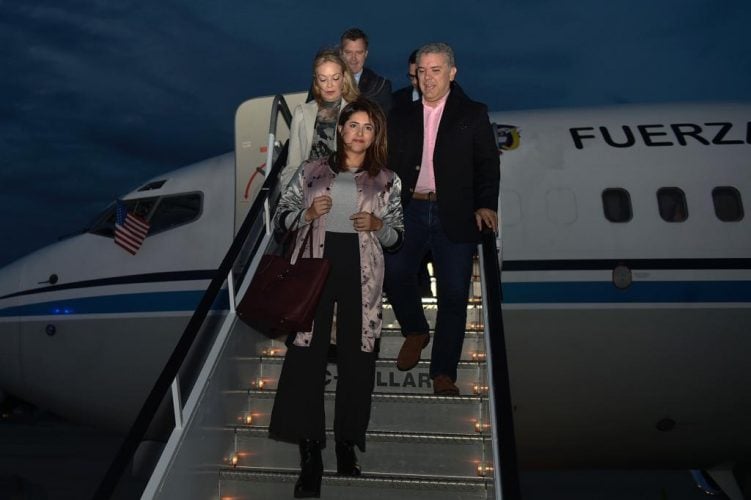 María Emma Mejía, escudera de la pareja presidencial al llegar a Nueva York