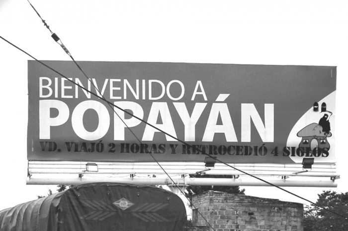 Valla de entrada a Popayán. Foto: Diego Tobar Solarte.