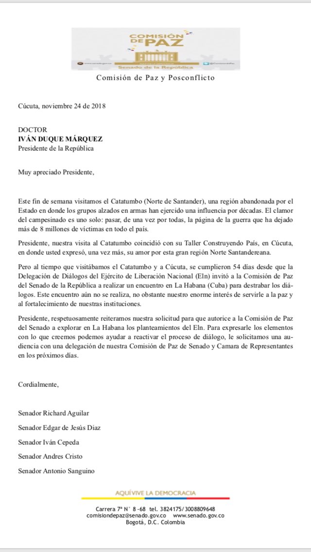  - El silencio de Duque a la Comisión de Paz del Senado