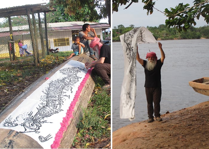Con anacondas, artista llama la atención sobre el cuidado de los ríos