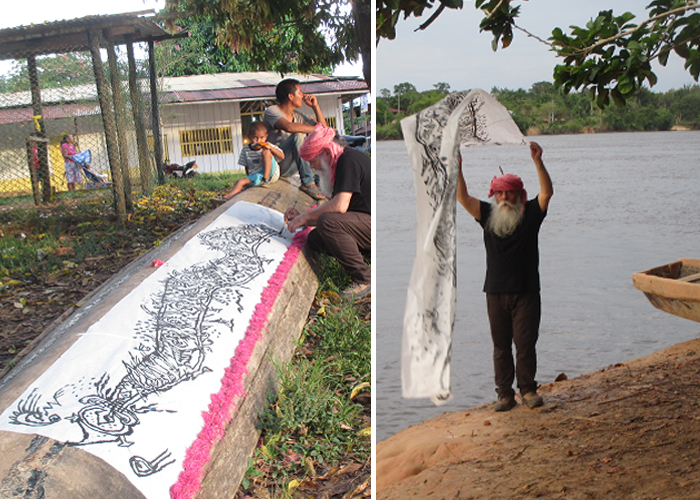 Con anacondas, artista llama la atención sobre el cuidado de los ríos