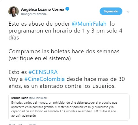  - "No volveré a Cine Colombia": Boicot en redes