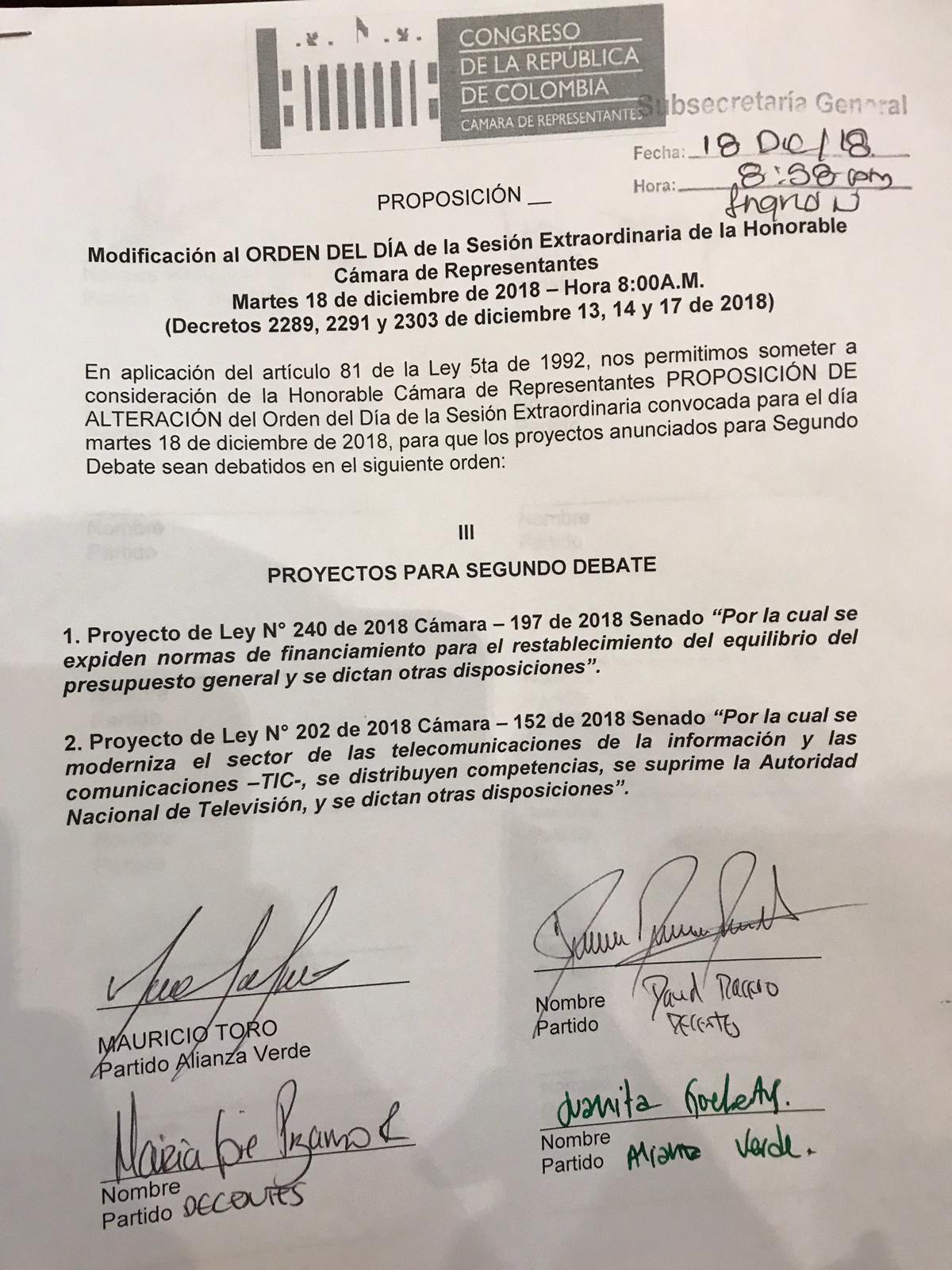  - La angustia de la mintic por su proyecto de ley que agoniza