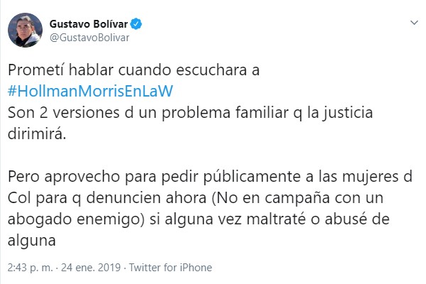  - Gustavo Bolívar pone condiciones para denunciar acoso sexual