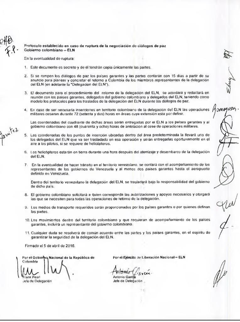  - Delegación del ELN tiene 15 días para volver al país