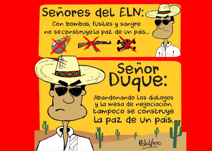 Caricatura: Presidente Duque y señores del ELN, así no se construye la paz