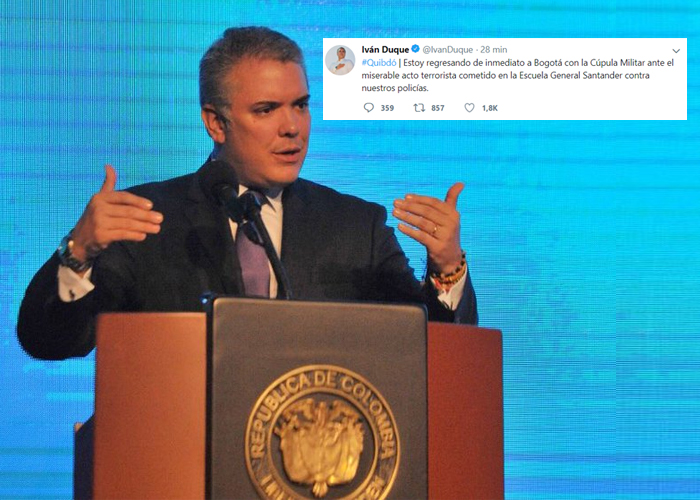 El presidente Duque, de regreso inmediato a Bogotá